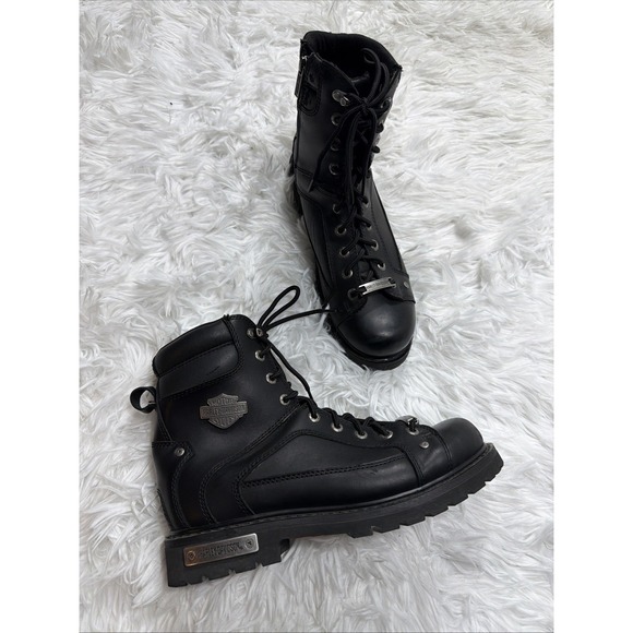 Vintage Harley Davidson Riding Boots Leather Moto Black Mens 11 M Black D93340